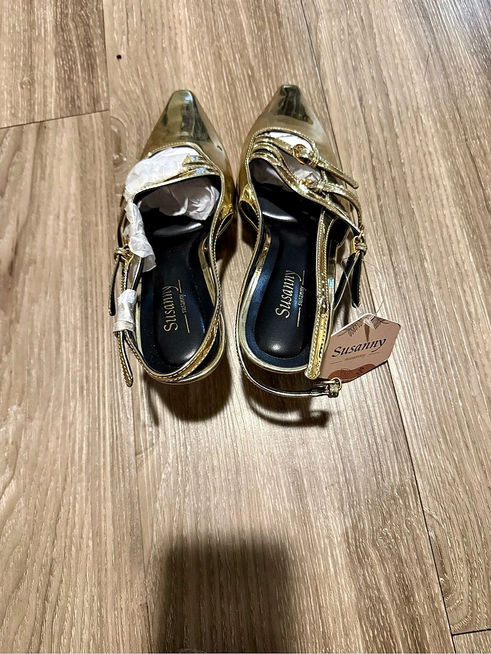 Sergio Rossi Gold Pointed Toe Heels NWT